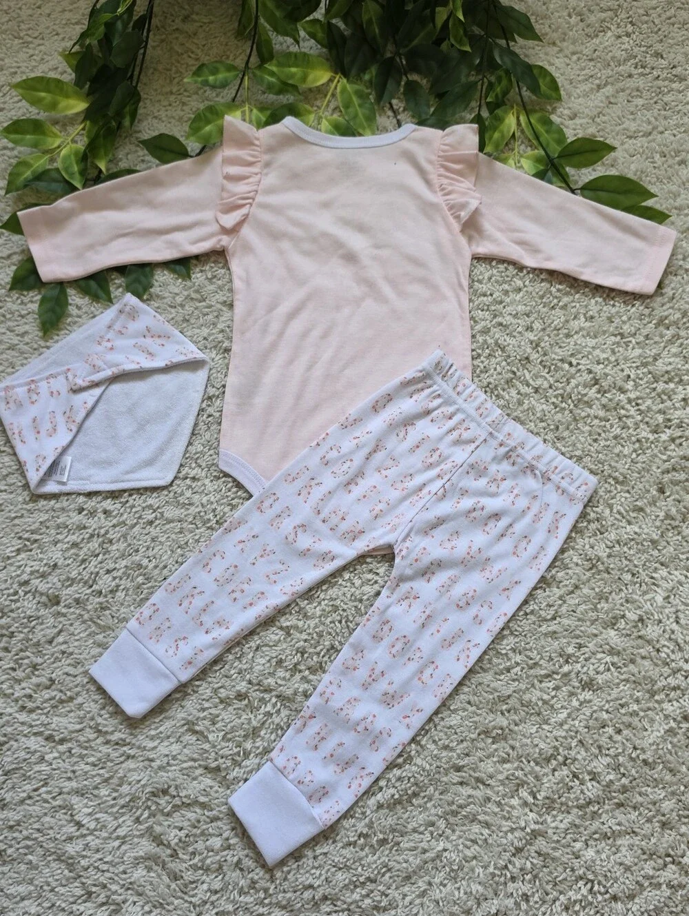 Baby Girl Floral 'ABC'  Outfit + Bib (18-24 Months)